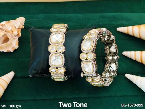 Beautiful Kundan Party wear Fancy Style Kundan Fusion Bangle Set  — BG-1670-999